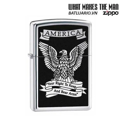 Bật Lửa Zippo 28290 - Zippo Eagle High Polish Chrome Cao Cấp, Quà Tặng Độc Đáo Cho Fan Hâm Mộ