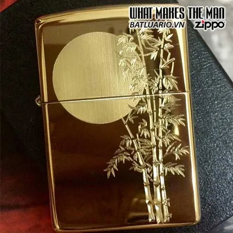 Zippo Khắc Trăng Treo Cành Trúc - Bật Lửa Sang Trọng, Quà Tặng Độc Đáo cho Fan Của Nghệ Thuật Á Đông