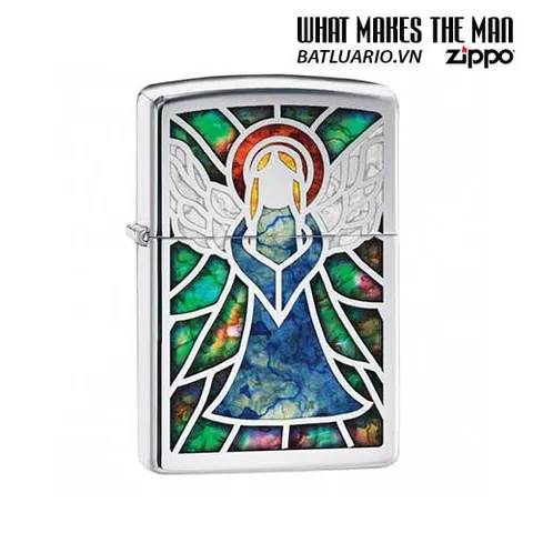 Zippo 28967 - Bật Lửa Zippo Màu Duy Nhất Hình Thiên Thần Kính Thẫm - Cao Cấp Chống Gỉ Chrome êm ả