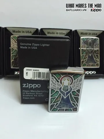 Zippo 28967 - Bật Lửa Zippo Màu Duy Nhất Hình Thiên Thần Kính Thẫm - Cao Cấp Chống Gỉ Chrome êm ả