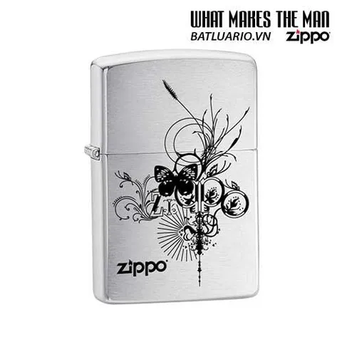 Bật Lửa Zippo 24800 - Butterfly Brushed Chrome Cao Cấp, Quà Tặng Phong Cách và Sang Trọng cho Người Yêu Thích Zippo