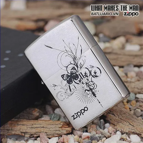 Bật Lửa Zippo 24800 - Butterfly Brushed Chrome Cao Cấp, Quà Tặng Phong Cách và Sang Trọng cho Người Yêu Thích Zippo