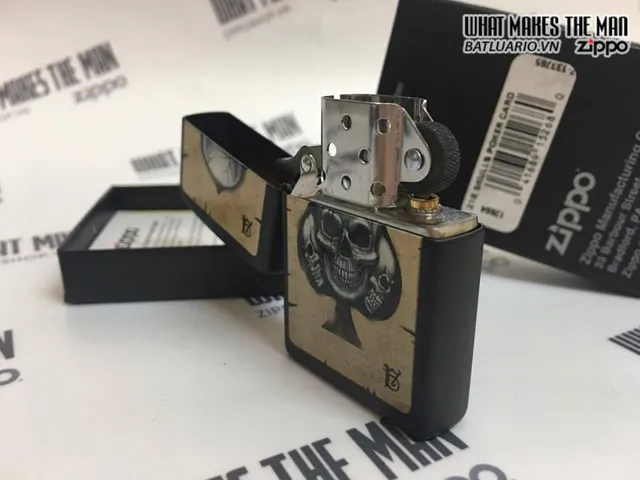 Bật Lửa ZIPPO 218 Mẫu Đầu Lâu Poker - Quà Tặng Thể Thao Phong Cách Cá Tính, Độc Đáo Cho Fan Hâm Mộ