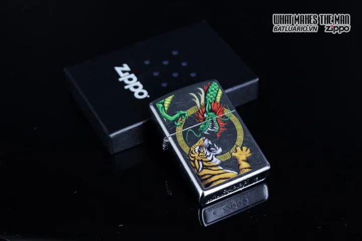Zippo 29837 - Zippo Bật Lửa Thiết Kế Rồng Trung Hoa Màu Bạc Đường Phố - Quà Tặng Dành Cho Fan Hâm Mộ
