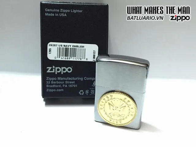 Zippo 29257 - Bộ Bật Lửa Huy Hiệu Hải Quân Mỹ - Quà Tặng Thú vị Cho Người Yêu Thích Vật Dụng Hải Quân