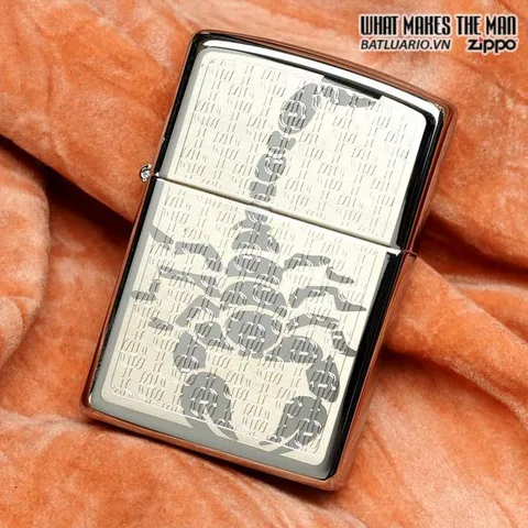 Bật Lửa Zippo 28053 - Bật Lửa Chrome Đánh Bạc Hình Bọ Cạp Ẩn Sáng Bóng, Quà Tặng Độc Đáo cho Fan Zippo