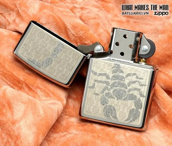 Bật Lửa Zippo 28053 - Bật Lửa Chrome Đánh Bạc Hình Bọ Cạp Ẩn Sáng Bóng, Quà Tặng Độc Đáo cho Fan Zippo