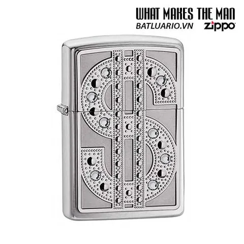 Bật lửa zippo 20904 - Bật lửa zippo Bling Emblem bóng Crôm