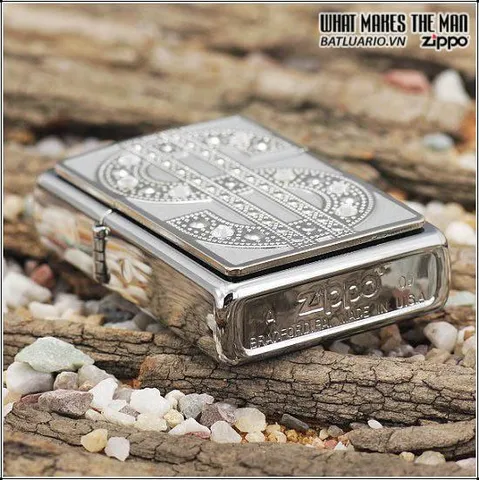 Bật lửa zippo 20904 - Bật lửa zippo Bling Emblem bóng Crôm