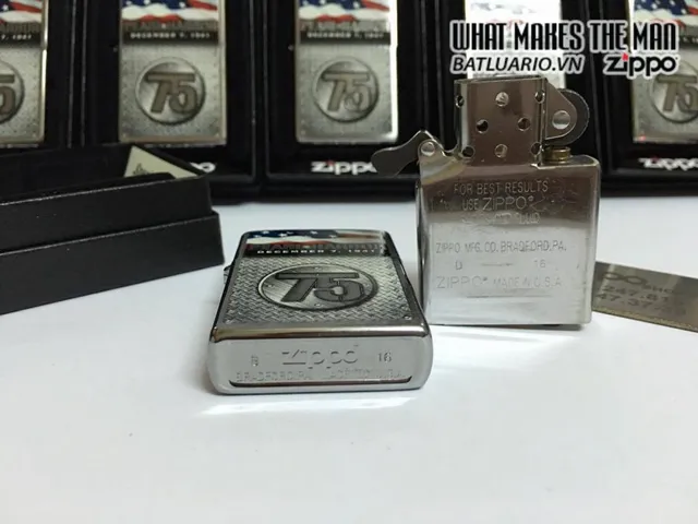 Zippo Mừng Kỷ Niệm 75 Năm Trận Trân Châu Cảng - Bật Lửa Chrome Xước - Quà Tặng Nghệ Thuật Cho Fan Lịch Sử