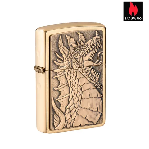 Bật Lửa Zippo Rồng Brushed Brass 49297 - Biểu Tượng Rồng Gầm Thét, Hàng Chính Hãng, Khả Năng Kháng Gió, Bảo Hành Trọn Đời