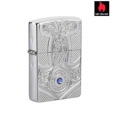 Bật Lửa Zippo 49289 Armor® High Polish Chrome - Họa Tiết Búa Thor Thần Viking, Quà Tặng Sang Trọng, Kháng Gió, Chính Hãng Mỹ