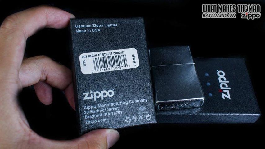 Bật Lửa Zippo 207 STREET - Bật Lửa Chính Hãng Mỹ Mạ Chrome Trắng, Quà Tặng Sang Trọng, Bảo Hành Trọn Đời
