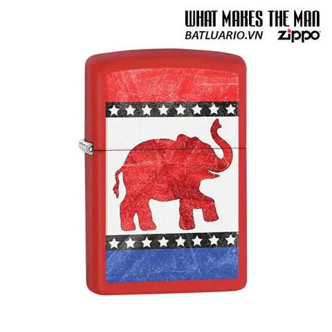Bật Lửa Zippo 29167 - Màu Đỏ Mờ Hình Voi Cộng Hòa, Quà Tặng Thiết Thực Cho Người Hâm Mộ Chính Trị