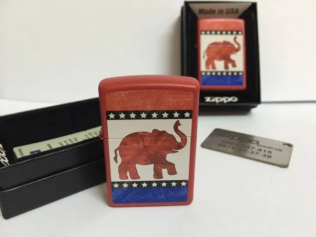 Bật Lửa Zippo 29167 - Màu Đỏ Mờ Hình Voi Cộng Hòa, Quà Tặng Thiết Thực Cho Người Hâm Mộ Chính Trị