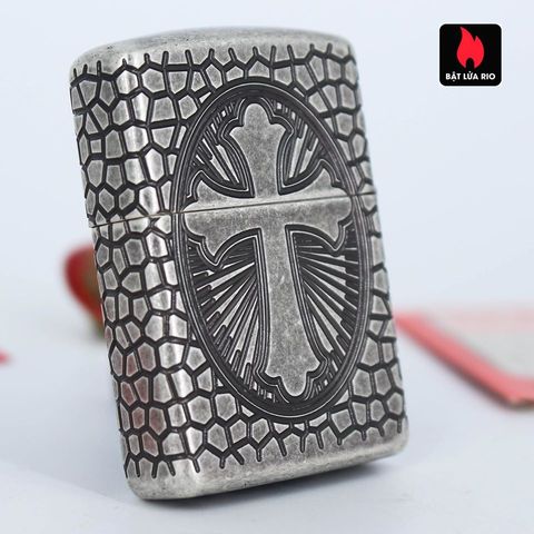 Bật lửa Zippo 49160 Armor® - Thiết kế Huy chương Thánh Christopher Bằng bạc cổ điển, Quà tặng độc đáo cho tín đồ Zippo