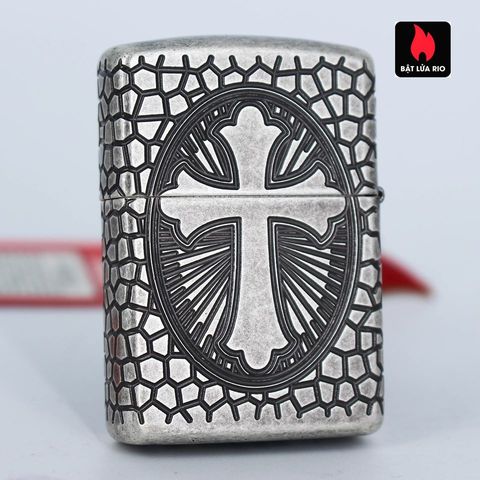 Bật lửa Zippo 49160 Armor® - Thiết kế Huy chương Thánh Christopher Bằng bạc cổ điển, Quà tặng độc đáo cho tín đồ Zippo