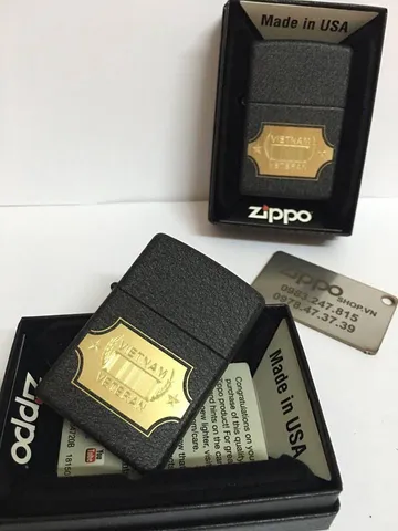 Zippo 28875 – Lighter Crackle Đen Chiến Tranh Việt Nam – Quà Tặng Cao Cấp, Đồ Chơi Sưu Tập Vintage