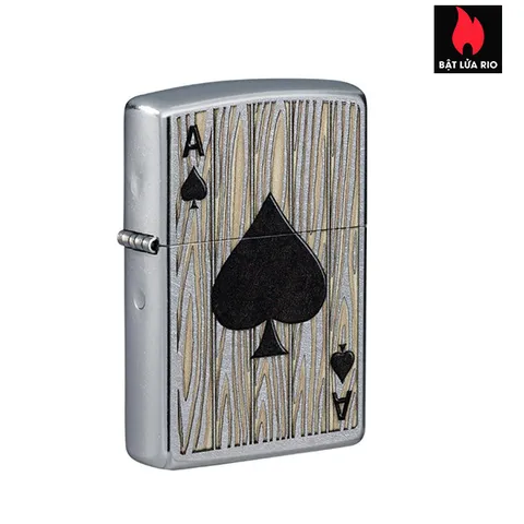 Bật Lửa Zippo Ace of Spades Street Chrome - Thiết Kế Át Bích Độc Đáo, Phụ Kiện Chính Hãng Mỹ, Bảo Hành Trọn Đời