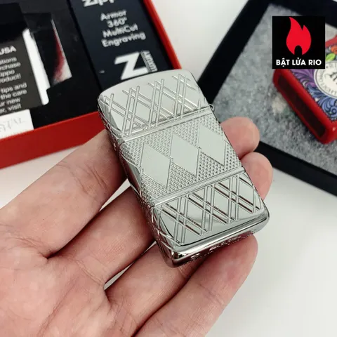 Bật lửa Zippo 49052 - Zippo Slim® Armor® Đường Kẻ Kim Cương Chrome Cao Bóng - Quà Tặng Thời Trang Nam Chính Hãng