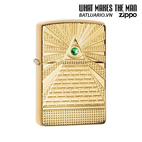 Bật Lửa Zippo 49060 - Thiết Kế Eye of Providence Bằng Đồng Mạ Bóng - Dụng Cụ Châm Lửa Sang Trọng và Độc Đáo