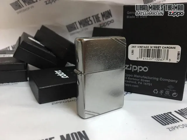 Bật Lửa Zippo 267 Vintage Street Chrome - Bật Lửa Cao Cấp Phong Cách Retro, Quà Tặng Thích Hợp Cho Fan Zippo