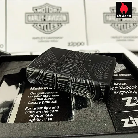 Zippo 49176 - Bật Lửa Collectible Armor Black Matte Harley-Davidson® 2020 - Quà Tặng Cho Người Mê Xe Máy