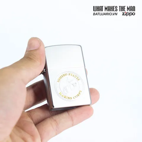 Bật Lửa Zippo U.S. Marines Corps Satin Chrome 49150 - Quà Tặng Độc Đáo Nhân Kỷ Niệm Quân Đội Hoa Kỳ