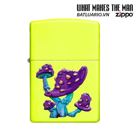 Bật Lửa Zippo 49189 - Thiết Kế Nấm Kết Cấu 3D Màu Vàng Neon - Hàng Chính Hãng Mỹ, Kháng Gió, Quà Tặng Độc Đáo