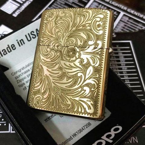 Zippo 204B Khắc Chữ T Hoa Văn Venetian 5 Mặt - Bật Lửa Sang Trọng Chống Gió, Quà Tặng Thú Vị Cho Fan Zippo