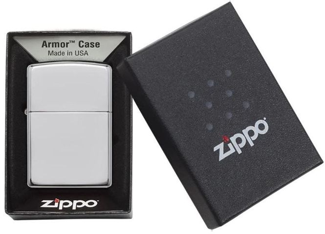 Bật Lửa Zippo Armor High Polished Chrome 167 - Vỏ Dày Chống Gió Thiết Kế Cổ Điển, Quà Tặng Cho Người Yêu Thích Zippo