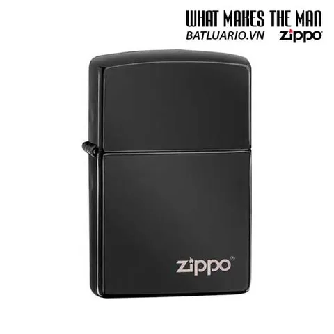 Bật Lửa Zippo 24756ZL - Vỏ Đồng Thau Mạ Chrome Đen Khắc Logo Zippo - Chống Gió, Hàng Nhập Khẩu Mỹ, Bảo Hành Trọn Đời