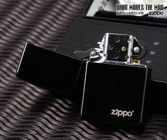Bật Lửa Zippo Ebony 24756ZL - Bật Lửa Chính Hãng Vỏ Đồng Thau Màu Đen Khắc Logo Zippo, Quà Tặng Nam Tính, Kháng Gió Tốt