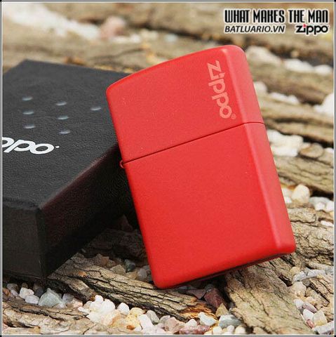 Bật Lửa Zippo 233ZL Đỏ Nhám Có Logo - Hộp Quẹt Sang Trọng, Chống Gió, Thiết Kế Đẹp, Quà Tặng Chất Lượng Mỹ