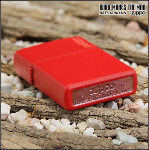 Bật Lửa Zippo 233ZL Đỏ Nhám Có Logo - Hộp Quẹt Sang Trọng, Chống Gió, Thiết Kế Đẹp, Quà Tặng Chất Lượng Mỹ