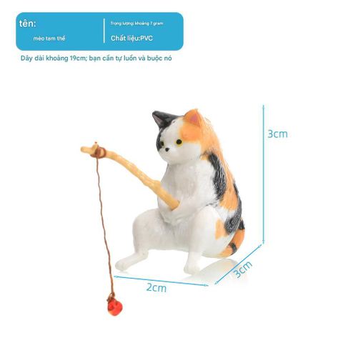 Mèo Trang Trí Bể Cá Tiểu Cảnh - Đồ Trang Trí Hồ Cá Dễ Thương Câu Cá Giả Kim Loại Bằng Nhựa Chất Lượng Cao, Kích Thước 4cm