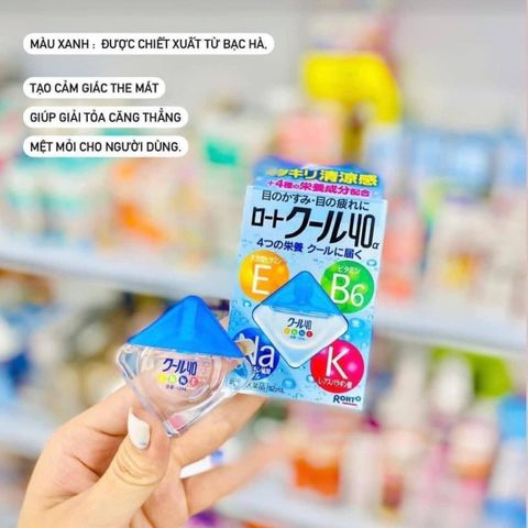 Nước Nhỏ Mắt Rohto Vita 40 Xanh 12ml - Giảm Khô Mắt, Cung Cấp Độ Ẩm và Bảo Vệ Mắt Hiệu Quả, Dành Cho Người Dùng Máy Tính