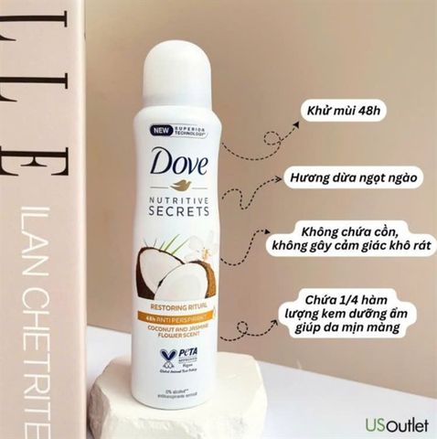 Xịt khử mùi Dove Secrets Dừa 150ml
