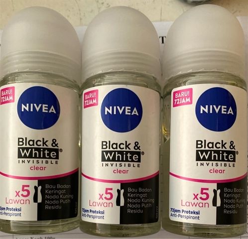Lăn Khử Mùi Nivea Black & White Invisible Clear 50ml - Không Để Lại Dấu Vết, Lưu Giữ Mùi Hương Suốt Ngày, Sản Phẩm Chăm Sóc Cá Nhân