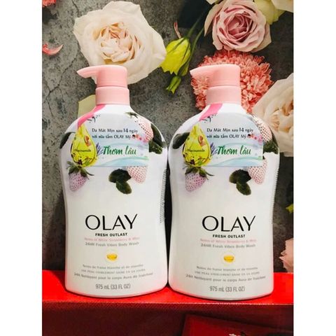 Sữa Tắm Olay White Strawberry & Mint 975ml - Thoải Mái, Tươi Mát, Dưỡng Da Mềm Mại, Sản Phẩm Làm Dịu Da 