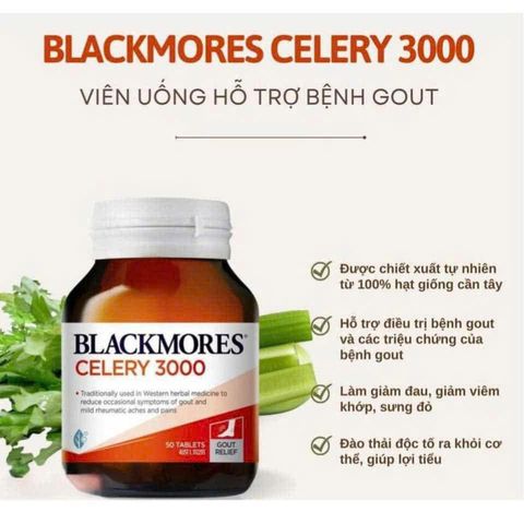 Viên uống Blackmores Celery 3000 50 viên - Hỗ trợ sức khỏe khớp, giảm acid uric cho người bị gút - Sản phẩm tự nhiên từ Úc