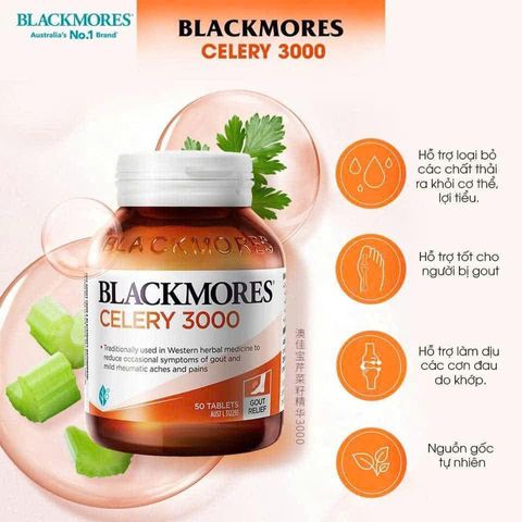Viên uống Blackmores Celery 3000 50 viên - Hỗ trợ sức khỏe khớp, giảm acid uric cho người bị gút - Sản phẩm tự nhiên từ Úc