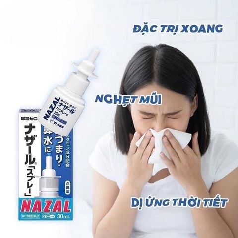 Xịt Mũi Viêm Xoang Nazal 30ml - Giảm Nghẹt Mũi Hiệu Quả, Hỗ Trợ Thông Thoáng Đường Hô Hấp, Sản Xuất Tại Nhật Bản
