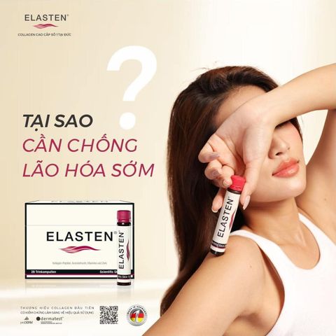Hộp 28 chai Collagen thủy phân Elasten - Hỗ trợ săn chắc da, ngừa lão hóa, cải thiện độ ẩm cho làn da khỏe mạnh, sản phẩm từ Đức