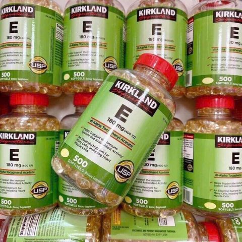 Viên uống Vitamin E thiên nhiên Kirkland Signature 400 IU - 500 viên chống oxy hóa, bảo vệ da và cải thiện sức khỏe tim mạch