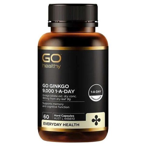 Viên uống Bổ não Ginkgo Go Healthy 9000 60 viên, cải thiện trí nhớ