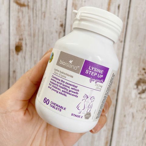 Viên uống tăng chiều cao Lysine Step Up BioIsland 60 viên, hỗ trợ phát triển xương