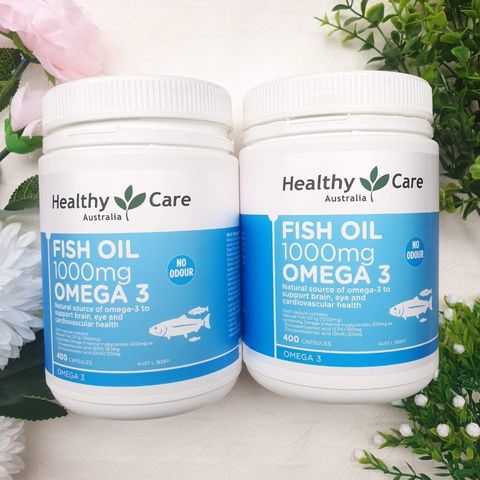 Dầu Cá 1000mg Omega-3 Healthy Care 400 Viên - Hỗ Trợ Sức Khỏe Tim Mạch và Não Bộ, Tăng Cường Đề Kháng, Giảm Viêm