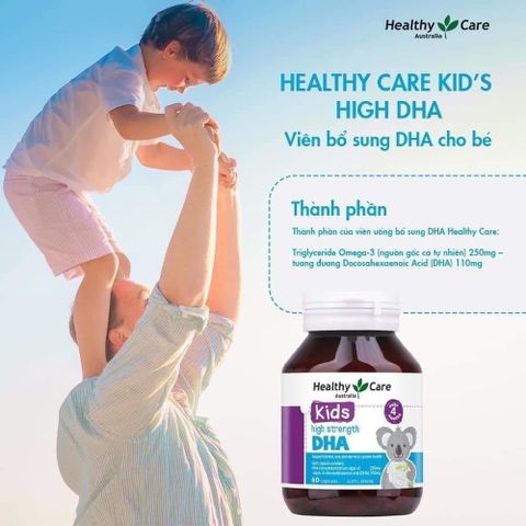 Viên uống DHA cho bé Healthy Care 60 viên – Hỗ trợ phát triển trí não, cải thiện học hỏi và thị lực cho trẻ em
