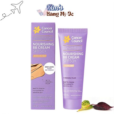 Kem Chống Nắng BB Cream SPF50+ Cancer Council - 3-in-1 Dưỡng Ẩm, Lớp Nền Nhẹ Cho Da Nhạy Cảm 50ml